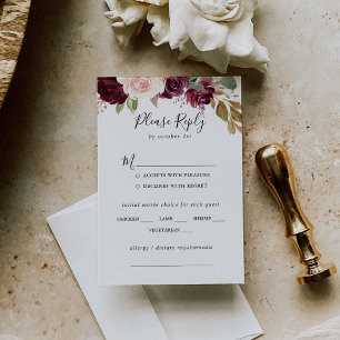 Rustic Blommigt Botanical Bröllop Menu Choice OSA Kort
