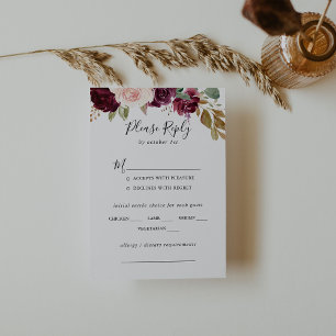 Rustic Blommigt Botanical Bröllop Menu Choice OSA Kort