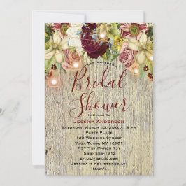 Rustic Blommigt Botanical Burgundy Möhippa Inbjudningar