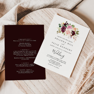 Rustic Blommigt Botanical Front & Back Bröllop Inbjudningar
