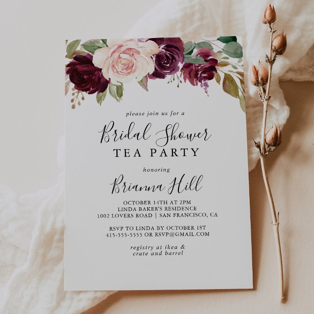 Rustic Blommigt Botaniska Möhippan Tea Party Inbjudningar (Skapare uppladdad)