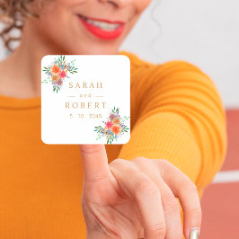 Rustic Blommigt Botaniska Personligen Bröllop Fyrkantigt Klistermärke