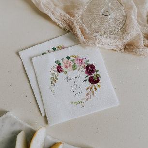 Rustic Blommigt Botaniskt blad Bröllop Napkin Pappersservett