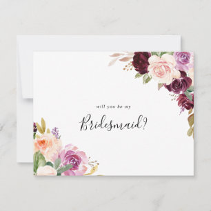 Rustic Blommigt Botaniskt Bridesmaid Frieri Anteckningskort