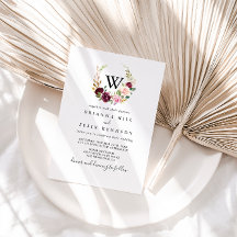 Rustic Blommigt Botaniskt olivträd, Monogram Bröll