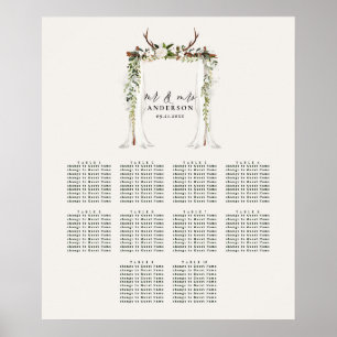 Rustic blommigt botaniskt säte för bröllop poster