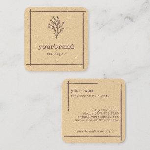Rustic Blommigt Boutique Flower Chic Natural Brown Fyrkantigt Visitkort