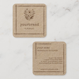 Rustic Blommigt Boutique Stationery Florist Flower Fyrkantigt Visitkort