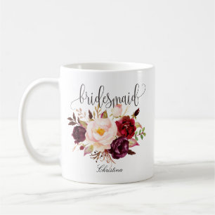 Rustic Blommigt Bridesmaid Bröllop Kaffemugg