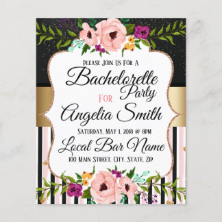 Rustic Blommigt Bröllop Bachelorette Party Card