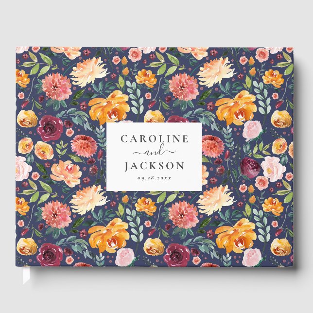 Rustic Blommigt Bröllop Guestbook Gästböcker (Framsida)