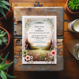 Rustic Blommigt Bröllop Inbjudningar