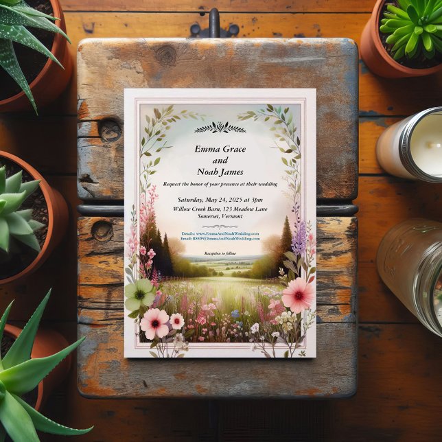 Rustic Blommigt Bröllop Inbjudningar (Skapare uppladdad)