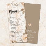 Rustic Blommigt Bröllop Meny<br><div class="desc">Vackra menykort för att komplettera dina bord-inställningar vid bröllop eller nästa middag i party har elegant vattenfärgsblommor och löv och dina detaljer i chic. Se till att kontrollera din beställning dubblan innan du lägger till den i din kundvagn eftersom det du ser på skärm är vad som skrivs ut. Live...</div>