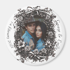 Rustic Blommigt Bröllop, sepia. Magnet