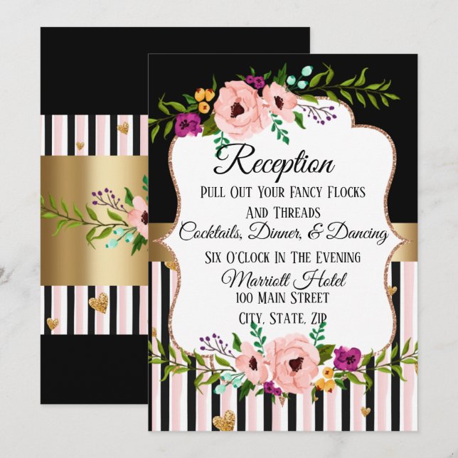 Rustic Blommigt Bröllopsrecept Party-kort Inbjudningar (Fram/baksida)