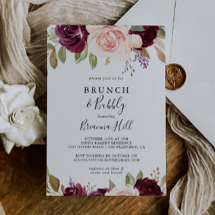 Rustic Blommigt Brunch och Bubly Möhippa Inbjudningar