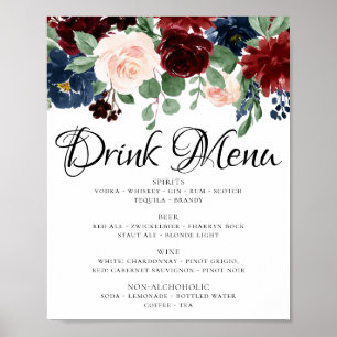 Rustic Blommigt Burgundy Drink-val för flottan Poster