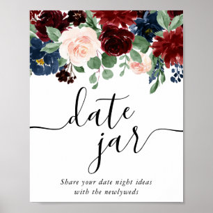 Rustic Blommigt Burgundy Marsala Burk Poster