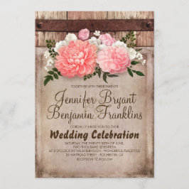 Rustic Blommigt Burlap och Wood Fall Wedding Inbjudningar