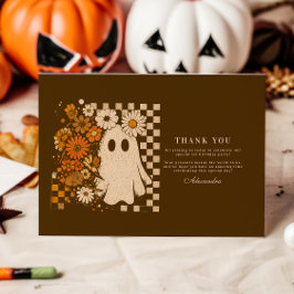 Rustic Blommigt Checkerboard Ghost 1 Birthday Tack Kort