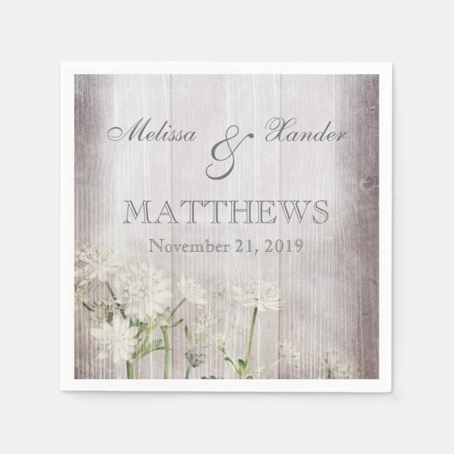 Rustic Blommigt Cocktail Papper Napkins Pappersservett (Framsidan)