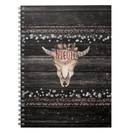 Rustic Blommigt Cow Skull Boho Chic Land Glam Anteckningsbok