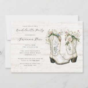Rustic Blommigt Cowgirl Boots Bachelorette Party Inbjudningar