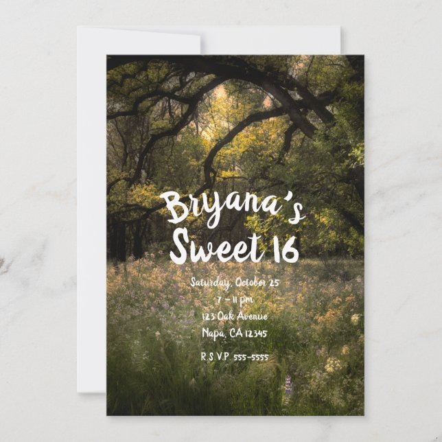 Rustic Blommigt Enchanted Forest Flowers Sweet 16 Inbjudningar (Framsida)
