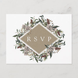Rustic Blommigt Fall Winter Wedding OSA Inbjudan Vykort