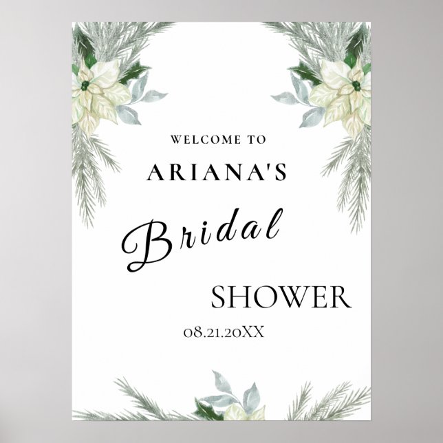 Rustic Blommigt Fall Winter Wedding-tecken Poster (Framsidan)