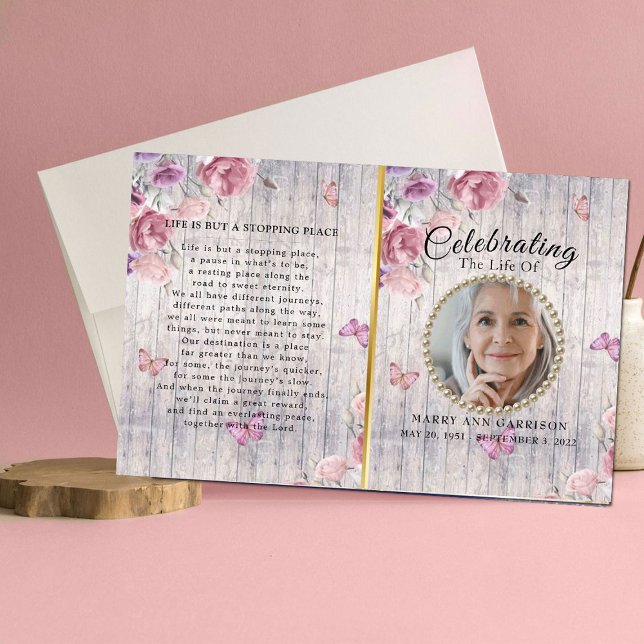 Rustic Blommigt Firande of Life Programme (Skapare uppladdad)