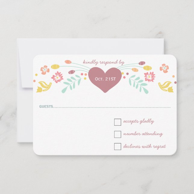 Rustic Blommigt Garland Folk Art Marsala Bröllop OSA Kort (Framsida)