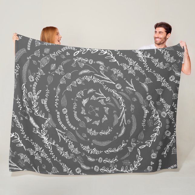 Rustic Blommigt Garland Folk Art Mönster Ull Fleecefilt (På plats)