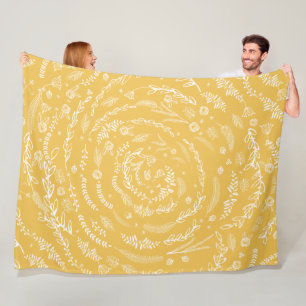 Rustic Blommigt Garland Folk Art Mönster Ull Fleecefilt