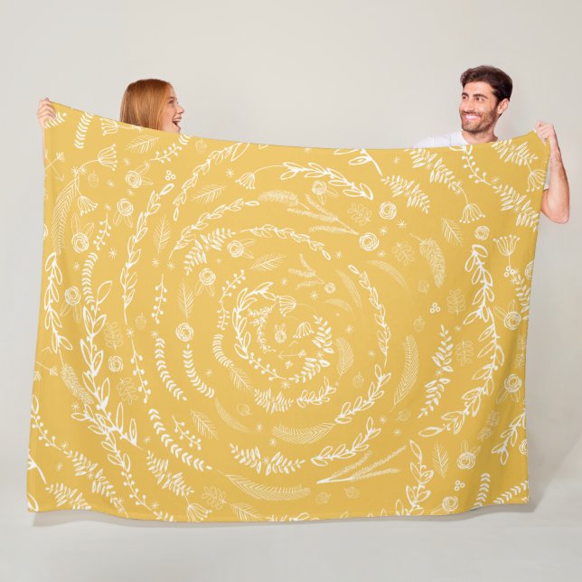 Rustic Blommigt Garland Folk Art Mönster Ull Fleecefilt (På plats)