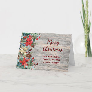 Rustic Blommigt Goddotter & Familjjul Kort