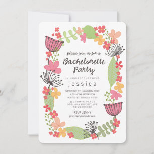 Rustic Blommigt Gräns Bachelorette Party Inbjudningar