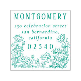 Rustic Blommigt Gräns Family Namn & Returadress Självfärgande Stämpel