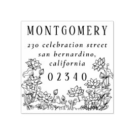 Rustic Blommigt Gräns Family Namn & Returadress Stämpel