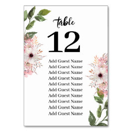 Rustic Blommigt Greenery-Bordsnumrets sittdiagram Bordsnummer