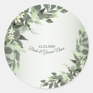 Rustic Blommigt Greenery Eucalyptus Lövs Runt Klistermärke
