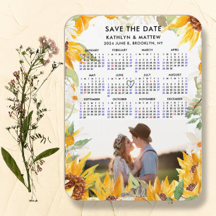 Rustic Blommigt Greenery Simple Photo Save Date Magnet