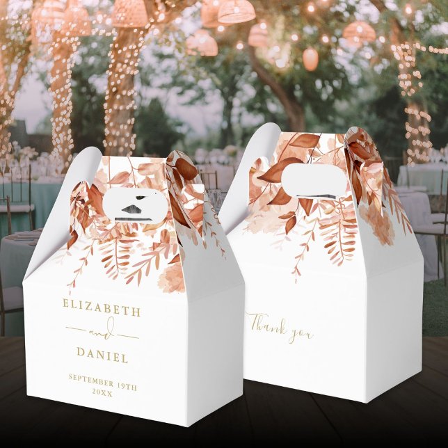 Rustic Blommigt Guld höstblomma Presentaskar (Rustic Floral Gold Autumn Fall Wedding Favor Boxes)