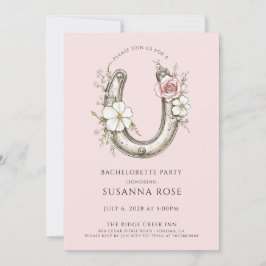 Rustic Blommigt Horseshoe Bachelorette Party Rosa Inbjudningar