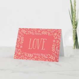 Rustic Blommigt Kärlek | Pinkish-Orange | Helgkort