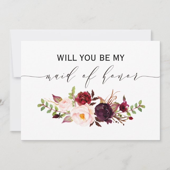 Rustic Blommigt Kommer du att vara min andra maid  Inbjudningar (Framsida)