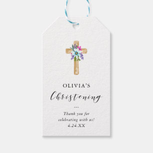 Rustic Blommigt Kor Kraft look   Christening Presentetikett