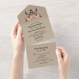 Rustic Blommigt Kraft Hunt är över Bröllop