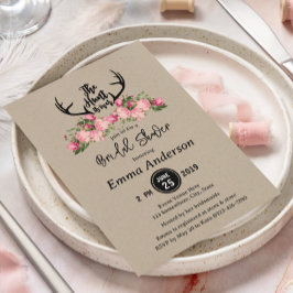 Rustic Blommigt Kraft Hunt är över Möhippan Inbjudningar